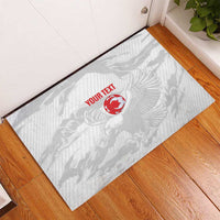 Custom Tunisia Football Rubber Doormat 2026 Eagles of Carthage White Grunge - Wonder Print Shop