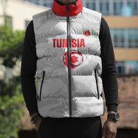Custom Tunisia Football Sleeveless Puffer Jacket 2026 Eagles of Carthage White Grunge - Wonder Print Shop