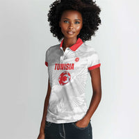Custom Tunisia Football Women Polo Shirt 2026 Eagles of Carthage White Grunge LT14