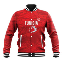 Custom Tunisia Football Baseball Jacket 2026 Eagles of Carthage Red Grunge - Wonder Print Shop