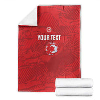 Custom Tunisia Football Blanket 2026 Eagles of Carthage Red Grunge - Wonder Print Shop