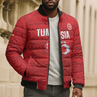 Custom Tunisia Football Bomber Puffer Jacket 2026 Eagles of Carthage Red Grunge - Wonder Print Shop