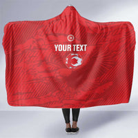 Custom Tunisia Football Hooded Blanket 2026 Eagles of Carthage Red Grunge - Wonder Print Shop