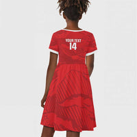 Custom Tunisia Football Kid Short Sleeve Dress 2026 Eagles of Carthage Red Grunge LT14