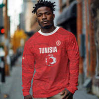 Custom Tunisia Football Long Sleeve Shirt 2026 Eagles of Carthage Red Grunge - Wonder Print Shop