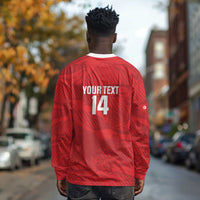 Custom Tunisia Football Long Sleeve Shirt 2026 Eagles of Carthage Red Grunge - Wonder Print Shop