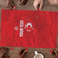Custom Tunisia Football Puzzle 2026 Eagles of Carthage Red Grunge - Wonder Print Shop