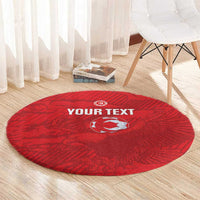 Custom Tunisia Football Round Carpet 2026 Eagles of Carthage Red Grunge - Wonder Print Shop