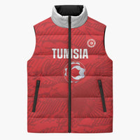 Custom Tunisia Football Sleeveless Puffer Jacket 2026 Eagles of Carthage Red Grunge - Wonder Print Shop