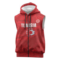 Custom Tunisia Football Sleeveless Zip Hoodie 2026 Eagles of Carthage Red Grunge - Wonder Print Shop