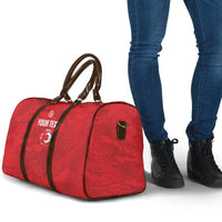 Custom Tunisia Football Travel Bag 2026 Eagles of Carthage Red Grunge - Wonder Print Shop