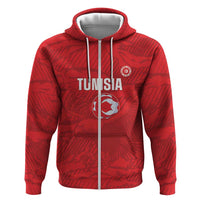 Custom Tunisia Football Zip Hoodie 2026 Eagles of Carthage Red Grunge - Wonder Print Shop