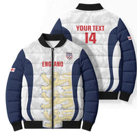 Custom England 2026 Football Bomber Puffer Jacket Go Three Lions Grunge Style - Wonder Print Shop