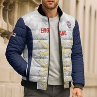 Custom England 2026 Football Bomber Puffer Jacket Go Three Lions Grunge Style - Wonder Print Shop