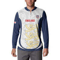 Custom England 2026 Football Button Sweatshirt Go Three Lions Grunge Style - Wonder Print Shop