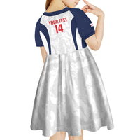 Custom England 2026 Football Kid Short Sleeve Dress Go Three Lions Grunge Style - Wonder Print Shop