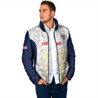 Custom England 2026 Football Padded Jacket Go Three Lions Grunge Style - Wonder Print Shop