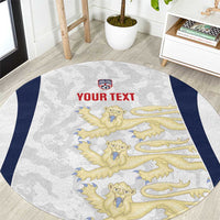 Custom England 2026 Football Round Carpet Go Three Lions Grunge Style - Wonder Print Shop