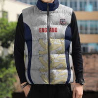 Custom England 2026 Football Sleeveless Puffer Jacket Go Three Lions Grunge Style - Wonder Print Shop