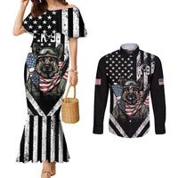 USA National K9 Veterans Day Couples Matching Mermaid Dress and Long Sleeve Button Shirt Honoring Our Furring Heroes