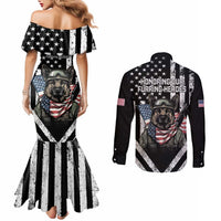USA National K9 Veterans Day Couples Matching Mermaid Dress and Long Sleeve Button Shirt Honoring Our Furring Heroes