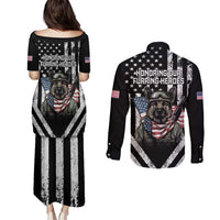 USA National K9 Veterans Day Couples Matching Puletasi and Long Sleeve Button Shirt Honoring Our Furring Heroes