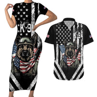 USA National K9 Veterans Day Couples Matching Short Sleeve Bodycon Dress and Hawaiian Shirt Honoring Our Furring Heroes