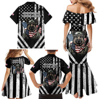 USA National K9 Veterans Day Family Matching Mermaid Dress and Hawaiian Shirt Honoring Our Furring Heroes