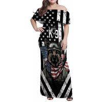USA National K9 Veterans Day Family Matching Off Shoulder Maxi Dress and Hawaiian Shirt Honoring Our Furring Heroes