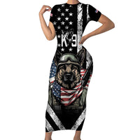 USA National K9 Veterans Day Family Matching Short Sleeve Bodycon Dress and Hawaiian Shirt Honoring Our Furring Heroes