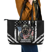 USA National K9 Veterans Day Leather Tote Bag Honoring Our Furring Heroes