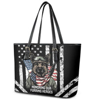 USA National K9 Veterans Day Leather Tote Bag Honoring Our Furring Heroes
