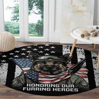 USA National K9 Veterans Day Round Carpet Honoring Our Furring Heroes