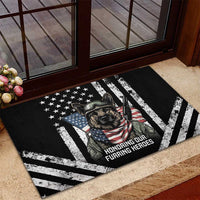 USA National K9 Veterans Day Rubber Doormat Honoring Our Furring Heroes