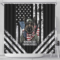 USA National K9 Veterans Day Shower Curtain Honoring Our Furring Heroes