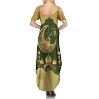 Eid al-Fitr Family Matching Summer Maxi Dress and Hawaiian Shirt Khair Mubarak Islamic Pattern