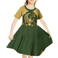 Eid al-Fitr Kid Short Sleeve Dress Khair Mubarak Islamic Pattern