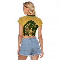 Eid al-Fitr Raglan Cropped T Shirt Khair Mubarak Islamic Pattern