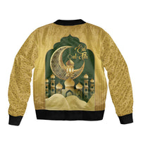 Eid al-Fitr Sleeve Zip Bomber Jacket Khair Mubarak Islamic Pattern