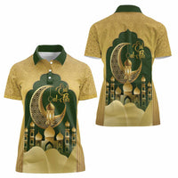 Eid al-Fitr Women Polo Shirt Khair Mubarak Islamic Pattern