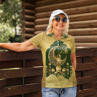 Eid al-Fitr Women Polo Shirt Khair Mubarak Islamic Pattern