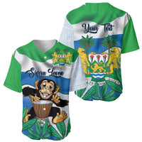 Personalised Sierra Leone Independence Day Baseball Jersey Funny Chimpanzee With Drum