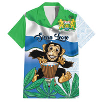Personalised Sierra Leone Independence Day Family Matching Off Shoulder Maxi Dress and Hawaiian Shirt Funny Chimpanzee With Drum