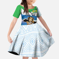 Personalised Sierra Leone Independence Day Family Matching Summer Maxi Dress and Hawaiian Shirt Funny Chimpanzee With Drum