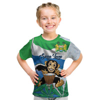 Personalised Sierra Leone Independence Day Kid T Shirt Funny Chimpanzee With Drum