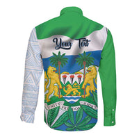 Personalised Sierra Leone Independence Day Long Sleeve Button Shirt Funny Chimpanzee With Drum