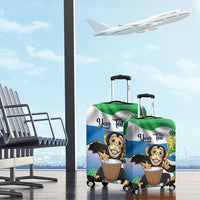 Personalised Sierra Leone Independence Day Luggage Cover Funny Chimpanzee With Drum