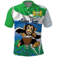 Personalised Sierra Leone Independence Day Polo Shirt Funny Chimpanzee With Drum