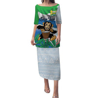 Personalised Sierra Leone Independence Day Puletasi Funny Chimpanzee With Drum