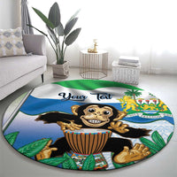 Personalised Sierra Leone Independence Day Round Carpet Funny Chimpanzee With Drum